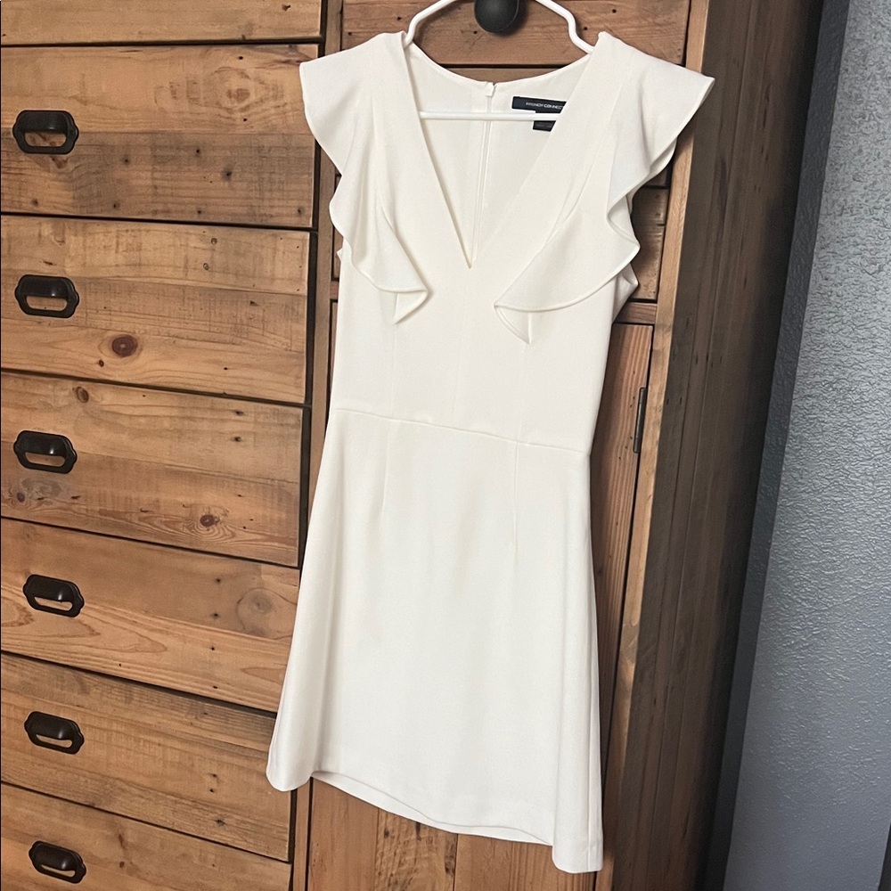 French Connection Ivory Ruffle Mini Dress